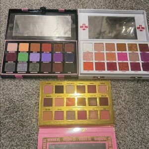 3 Gently Used Vibrant Eyeshadow Palette Set Jeffree Star and Lime Crime
